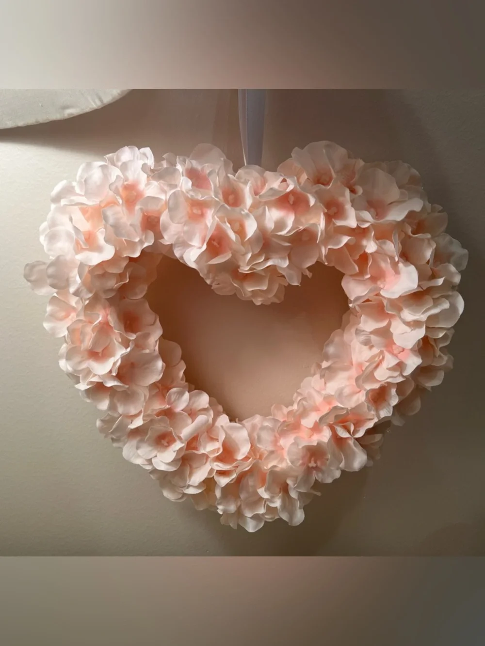 Heart-Shaped Floral Hydrangea Wreath in Pink